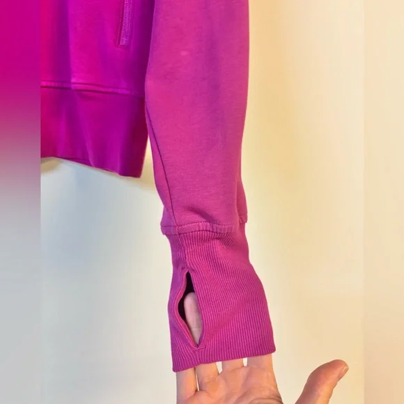Old Navy Active Dynamic Fleece Fuchsia Pink Pullover Half-Zip Hoodie Small - Picture 4 of 7